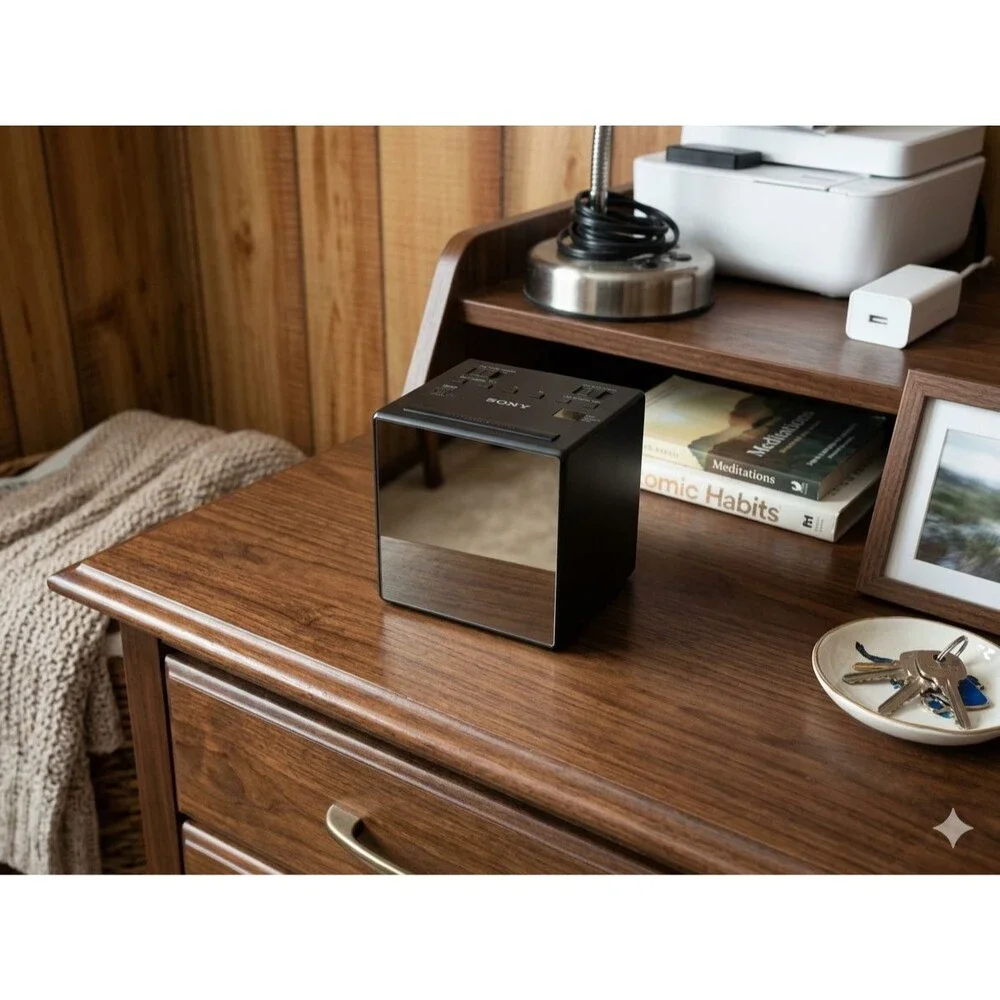 Sony Dual Alarm Clock Radio - Black (front Mirror Look)
